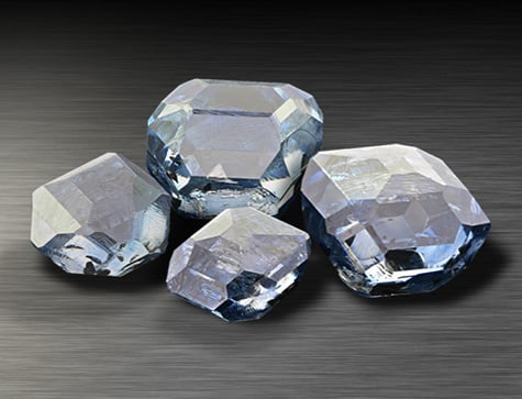 Rough blue synthetic diamonds