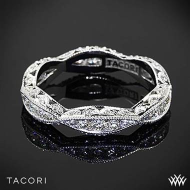 18k White Gold Tacori 2578B Classic Crescent Ribbon-Twist Diamond Wedding Ring at Whiteflash