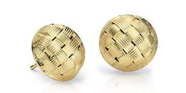 Basketweave Stud Earrings in 18k Yellow Gold at Blue Nile