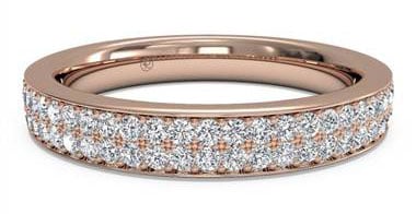 Women's Double Micropave Diamond Wedding Ring - in 18kt Rose Gold - (0.25 CTW)