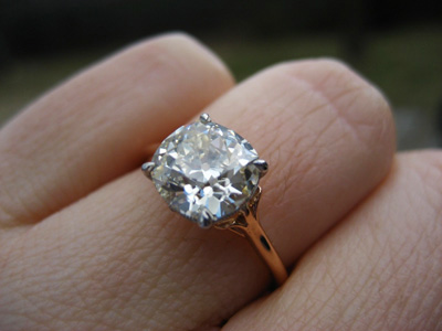 Antique cushion cut diamond ring