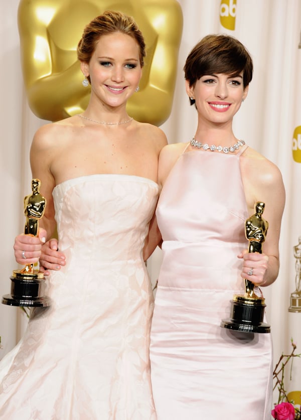 2013 Oscar Winners Jennifer Lawrence and Anne Hathaway