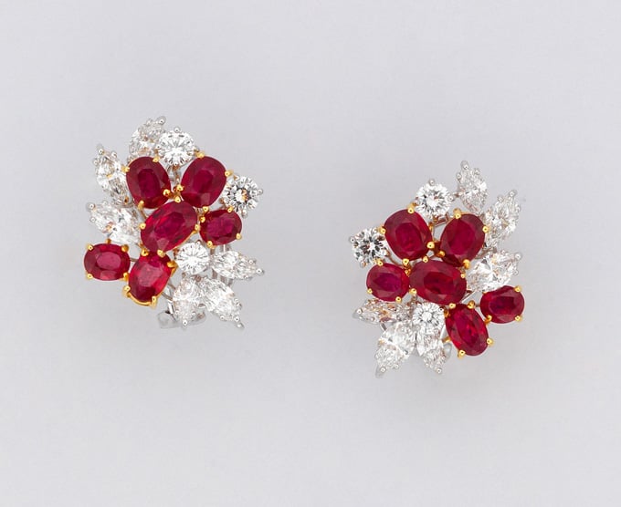 Lot 64 • A pair of ruby and diamond earrings • Christie's