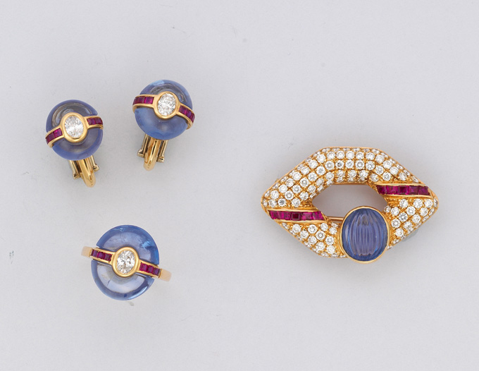 A group of sapphire, ruby and diamond jewelry • Christie's