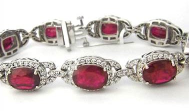 23.54CT Ruby and Diamond Bracelet F SI1 18KT White Gold at I.D. Jewelry