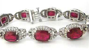 23.54CT Ruby and Diamond Bracelet F SI1 18KT White Gold