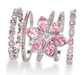 Pink sapphire and diamond rings by 23rd Street Jewelers