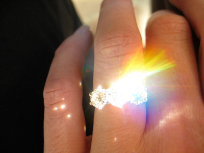 Fire Diamond Three Stone Ring