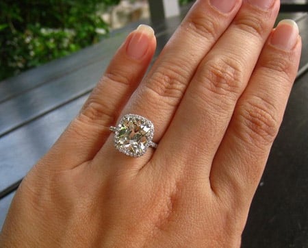 Jewel of the Week - 4 Carat Cushion in Unique Halo Setting | PriceScope