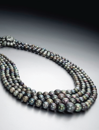 Rare four-strand natural colored pearl necklace • Image: Christie's