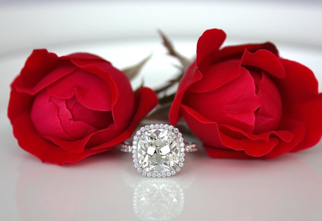 5-carat 'August Vintage' cushion-cut diamond ring shared by mom2boys