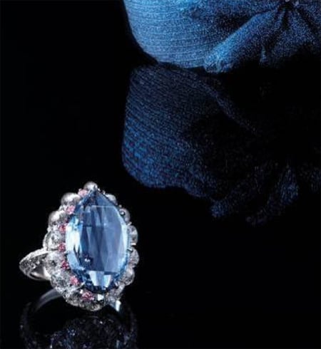 5.00 carat fancy vivid blue double rose cut diamond ring