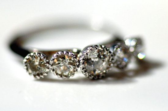 Old European Cut 5 Stone Diamond Ring