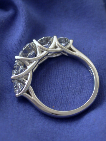 5-stone trellis-style diamond ring