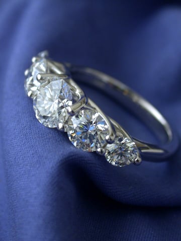 5-stone trellis-style diamond engagement ring