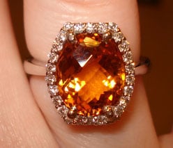 Tuckins1's November Birthstone Alert - 6 Carat Citrine Halo Ring (Top View) - image by Tuckins1