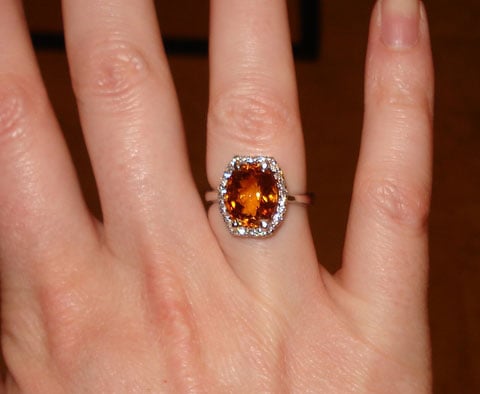 Tuckins1's November Birthstone Alert - 6 Carat Citrine Halo Ring (Hand View) - image by Tuckins1