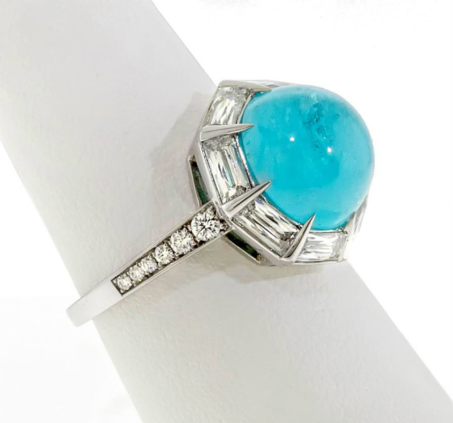 AGTA Spectrum Awards 2015 Best of Show - paraiba tourmaline and diamond ring by Leon Mege