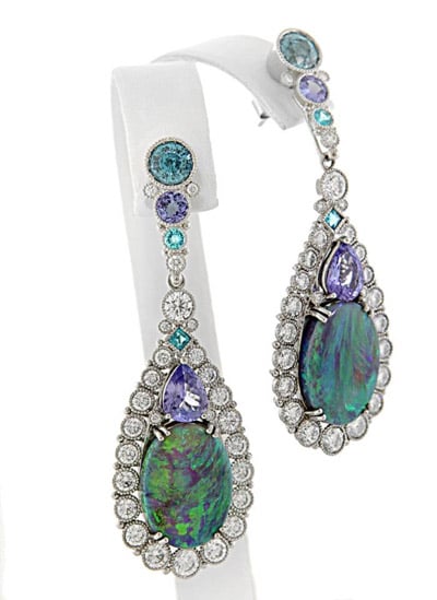 AGTA Spectrum Awards, Best Use of Color: Deirdre Featherstone, Opal, Paraiba Tourmaline, Zircon, and Diamond Earrings