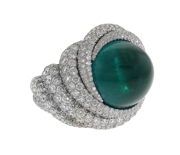 AGTA 2014 Best of Show - James Currens 'Tropical Storm' emerald and diamond ring