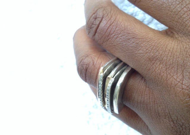 ring stack in silver with diamonds - Image by Acinom