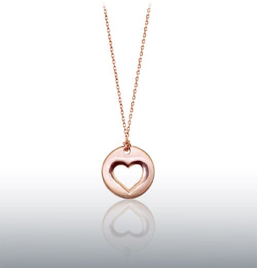 Alex Woo Open Heart Pendant in Rose Gold