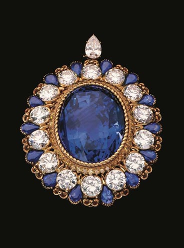 Alexandre Reza brooch with 134-carat unheated Ceylon sapphire