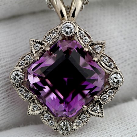 Custom amethyst and diamond pendant by Engagement Rings Direct