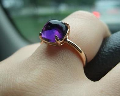 Sugarloaf amethyst ring in rose gold