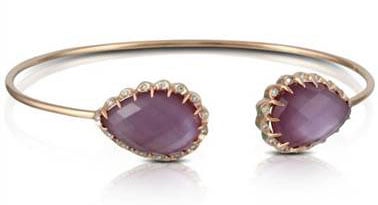 Doves Jewelry Designs B6576PMA Doves “Viola” Amethyst Over Pink Mother Of Pearl Cuff Bangle Bracelet with Bezel Diamond Halo at Solomon Brothers