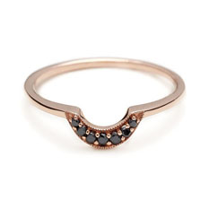 Tiny crescent black diamond ring by Anna Sheffield