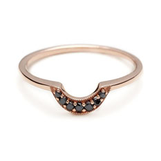 Tiny crescent black diamond ring by Anna Sheffield