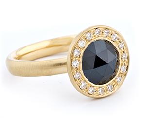 Anne Sportun • 18k gold ring with 8mm rose-cut black diamond