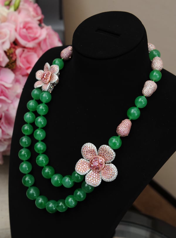 Rio Tinto Argyle Empress Necklace with pink diamonds and Imperial jadeite