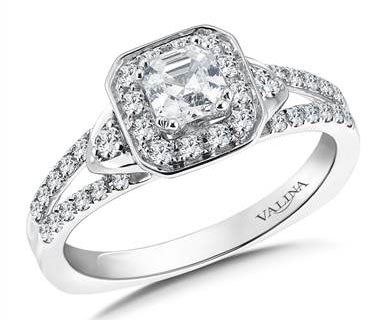 R9575W - Asscher cut shape halo mounting (0.35 ct. tw.)