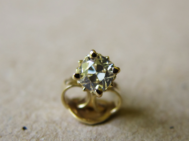 August Vintage Cushion Diamond Studs - Image by Yssie