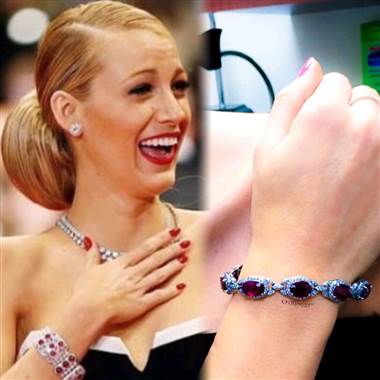 Blake Lively:  23.54CT Ruby and Diamond Bracelet F SI1 18KT White Gold at I.D. Jewelry