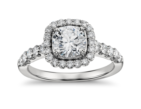 Cushion-Shaped Halo Diamond Engagement Ring from Blue Nile