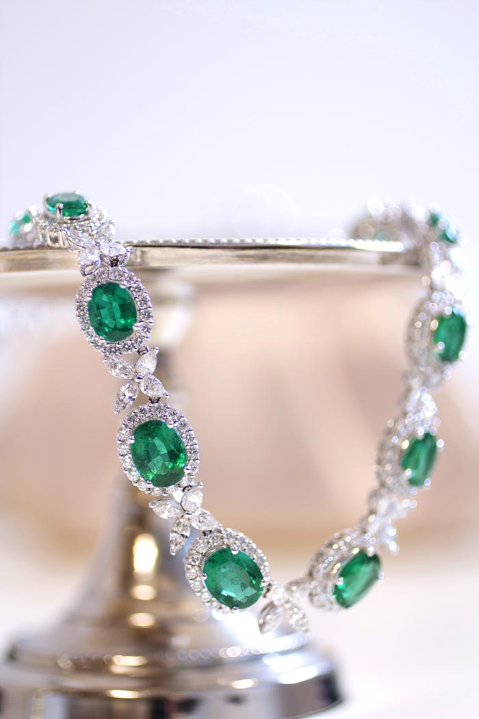 Blue Nile Red Carpet Event, emerald and diamond necklace • Image by Erika Winters