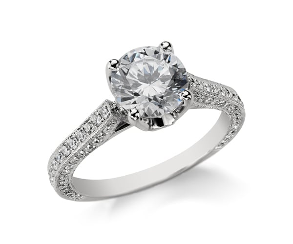 Monique Lhuillier Trio Cathedral Engagement Ring from Blue Nile