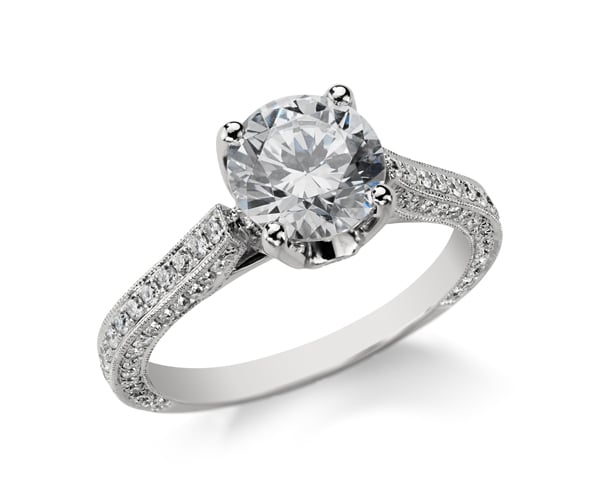 Monique Lhuillier Trio Cathedral Engagement Ring from Blue Nile Monique Lhuillier Trio Cathedral Engagement Ring from Blue Nile