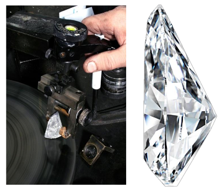 236-carat rough diamond on the polishing wheel, Christie's Geneva