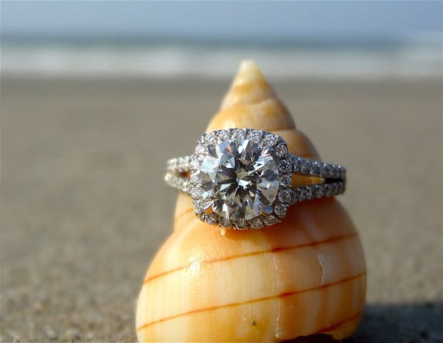 Cushion halo engagement ring • Image by RockAndRoll2006