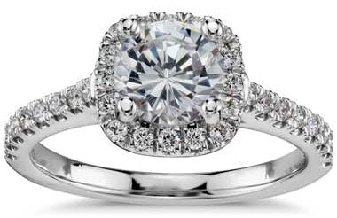 Cushion Halo Diamond Engagement Ring in 14k White Gold (1/3 ct. tw.) at Blue Nile