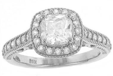 Solomon SER557-035B-5.5C-SPECIAL Cushion Halo Diamond Engagement Ring