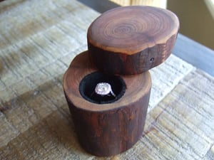 Engagement ring box made from tree branch