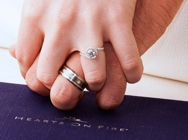 Danhov Abbraccio Swirl Engagement Ring with Hearts on Fire Men's Ring