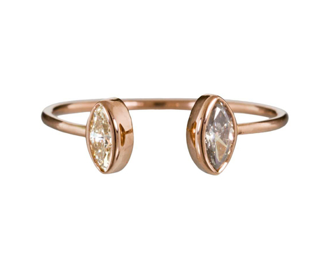 Dezso double diamond pinky cuff ring at TWIST