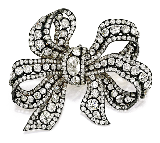 Diamond Ribbon Bow Brooch, circa 1840, Sotheby's Magnificent Jewels