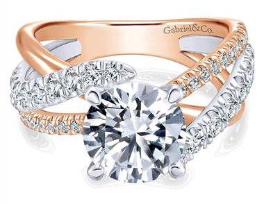 Gabriel & Co. 14k White/pink Gold Diamond Free Form Engagement Ring